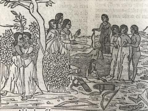 Myth of Callisto - 1497 woodcut from a commentary on Ovid